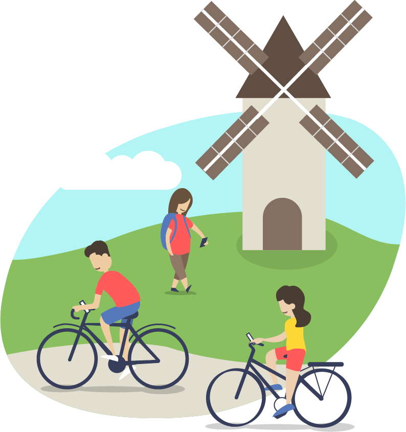 Cyclistes sur une véloroute