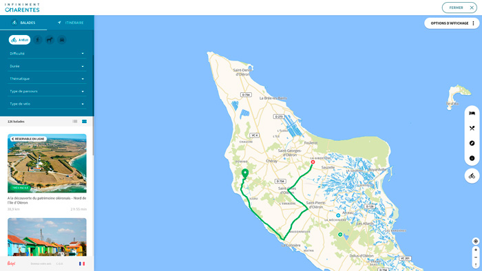 Carte avec itinéraire vélo sécurisé