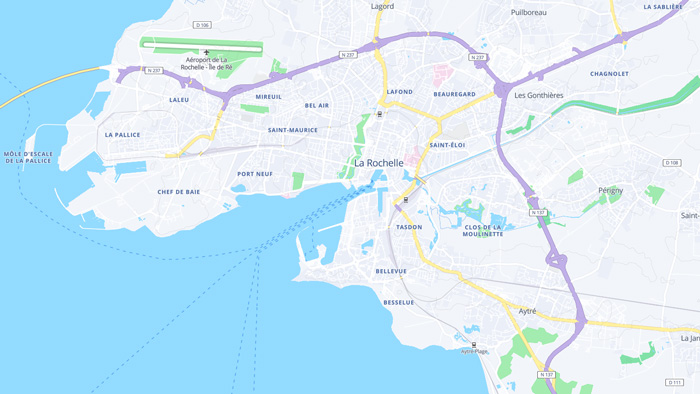 Carte de La Rochelle avec fond de carte Loopi